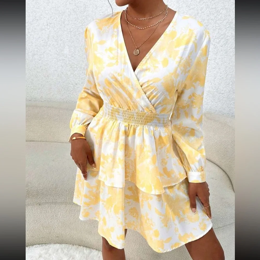 Boho floral print t shirred waist dress - Picture 6 of 13